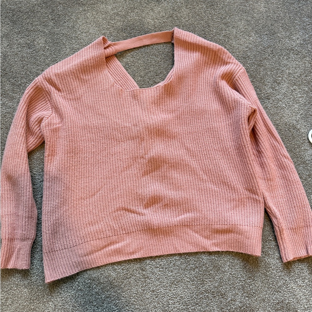 Pink Open Back Women's Sweater